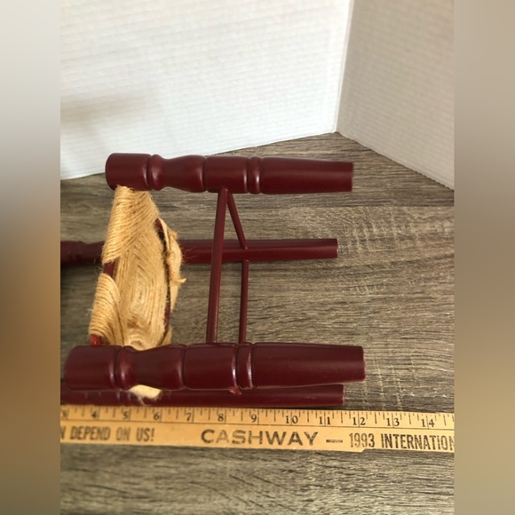 Vtg Red Wooden Chair with Woven Seat - Picture 8 of 11